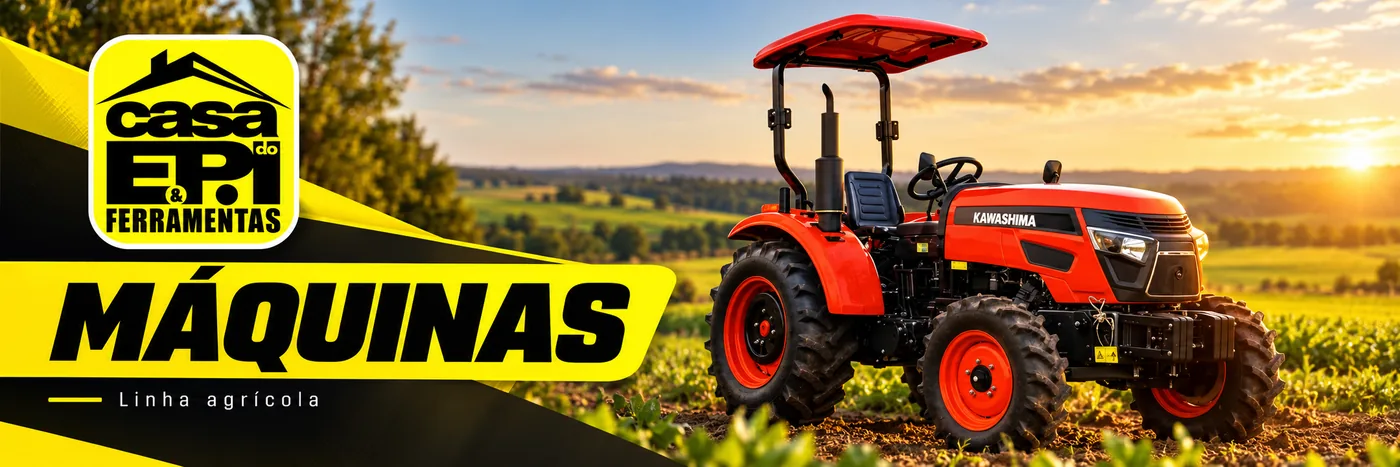 Banner da linha agrícola com trator compacto de capota em lavoura